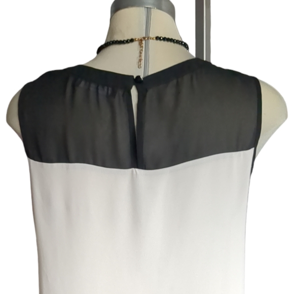DOROTHY PERKINS Luxury Beige and Black Chiffon Sleeveless Blouse Size 14 - Picture 3 of 16